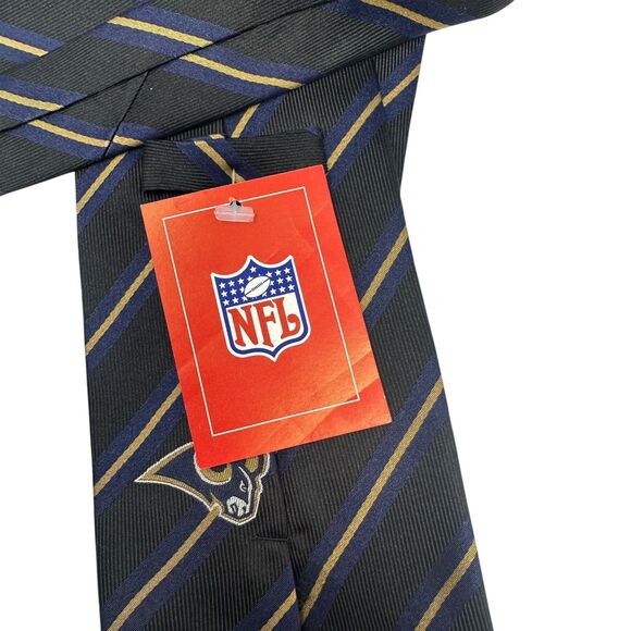 NFL Los Angeles Rams Blue and Gold Striped 100% Silk Necktie NWT - Picture 4 of 5